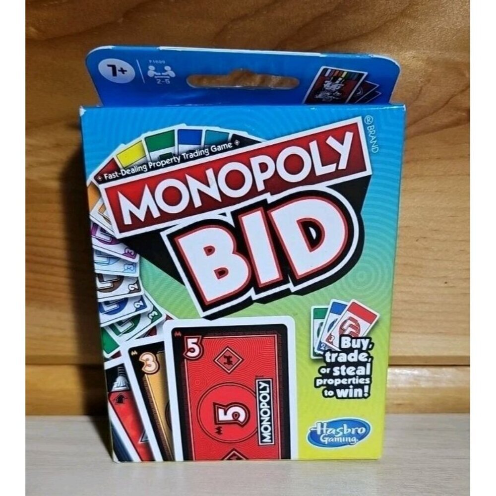 Monopoly Bid Card Game by Hasbro Fast Dealing Property Trading Game New Open Box